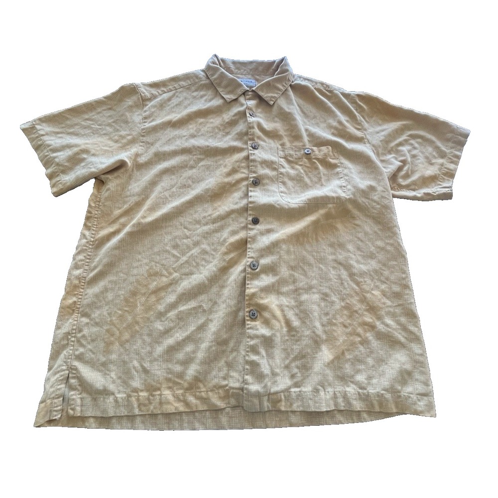 Boca Classics Island Wear 100% Silk Yellow Floral Sz X-Large XL Button Up‎ Shirt